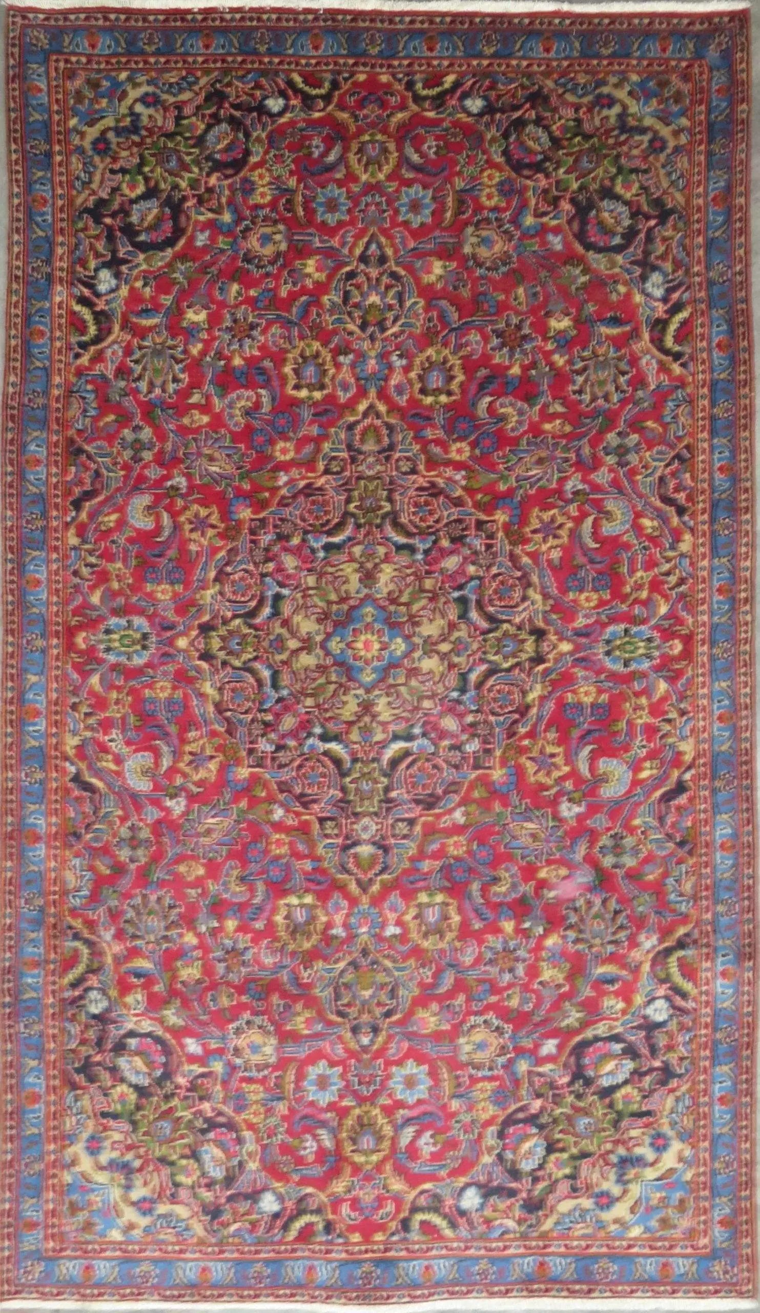 One Of The Kind Hand-Knotted Persian Wool Rug _ Luxurious Vintage Design, 7'7" x 4'5", Artisan Crafted